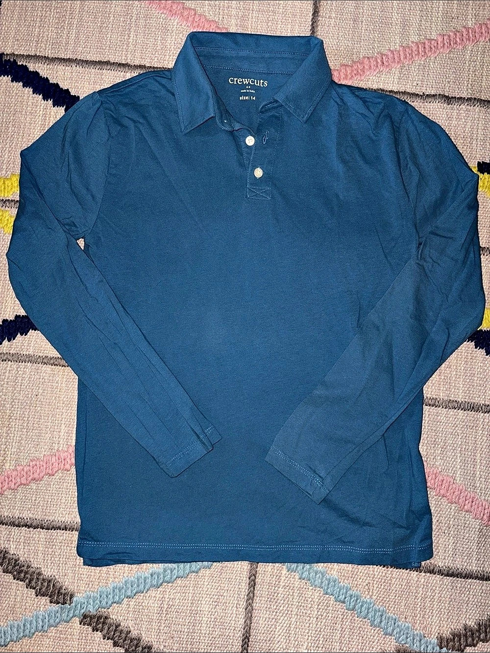 Crewcuts Long Sleeve Polo Blue Boys 14